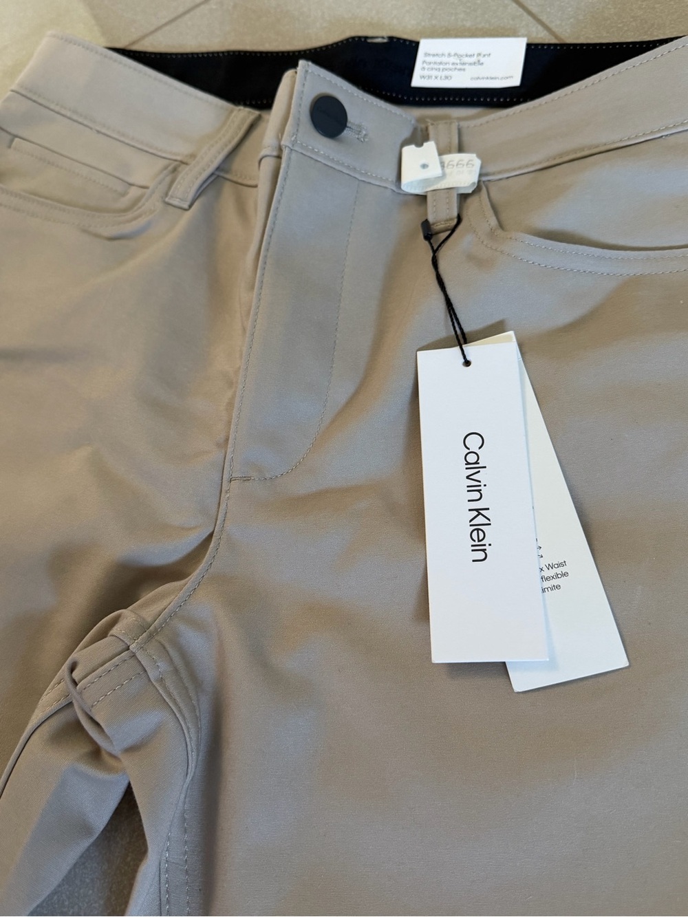 NWT Calvin Klein Men’s Stretch 5-Pocket Pants Slim Fit W31 L30 Beige